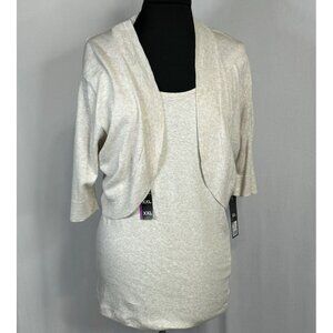 NWT Women’s Mossimo Cropped Bolero Cardigan Sweater + tank Oatmeal Tan XXL 2X